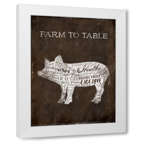Farm To Table Cow White Modern Wood Framed Art Print by Grey, Jace
