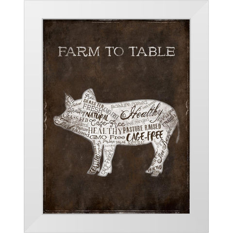 Farm To Table Cow White Modern Wood Framed Art Print by Grey, Jace