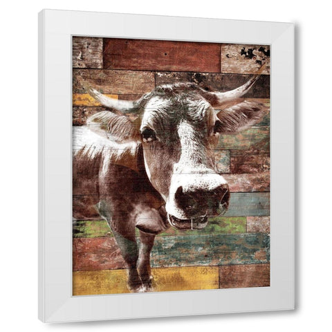 Cow With Multi Wood White Modern Wood Framed Art Print by Grey, Jace