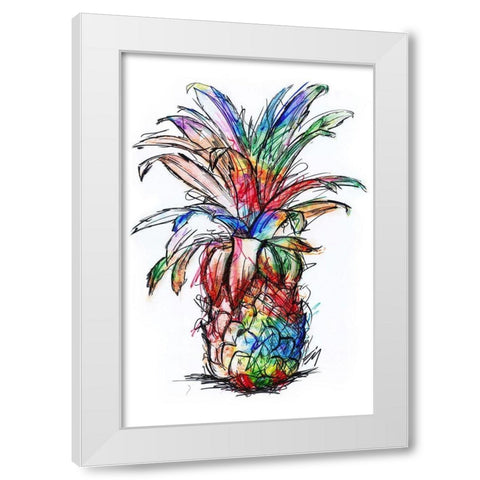 Sketch Your Pineapple White Modern Wood Framed Art Print by Kimberly, Allen