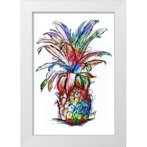 Sketch Your Pineapple White Modern Wood Framed Art Print by Kimberly, Allen