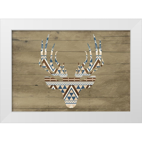 Deer on The Wall White Modern Wood Framed Art Print by Grey, Jace