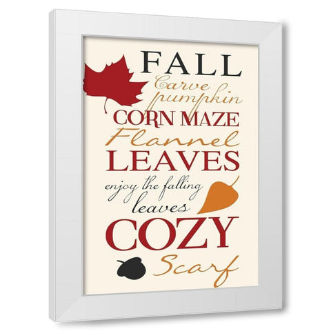 Fall Leaves White Modern Wood Framed Art Print by Grey, Jace