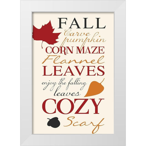 Fall Leaves White Modern Wood Framed Art Print by Grey, Jace