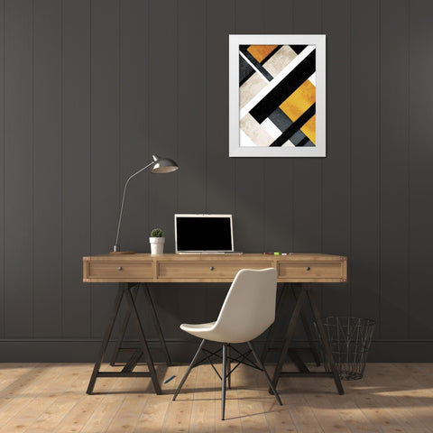 Golden Layers White Modern Wood Framed Art Print by Grey, Jace