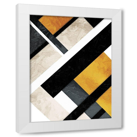 Golden Layers White Modern Wood Framed Art Print by Grey, Jace
