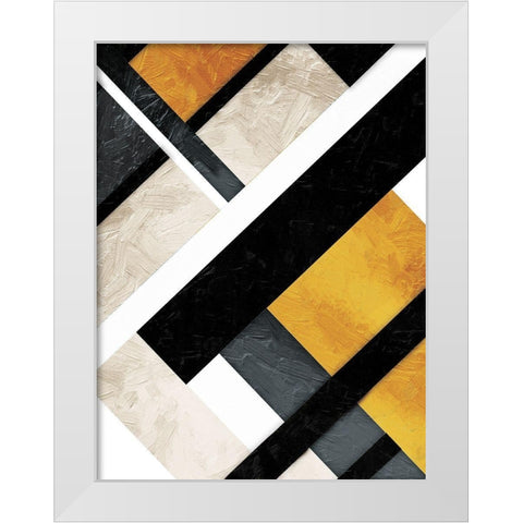 Golden Layers White Modern Wood Framed Art Print by Grey, Jace