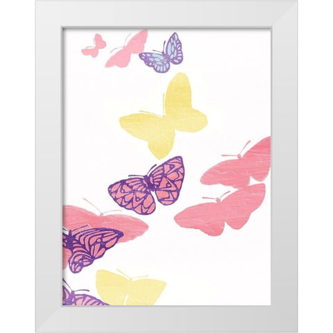 Butterfly White Modern Wood Framed Art Print by Grey, Jace