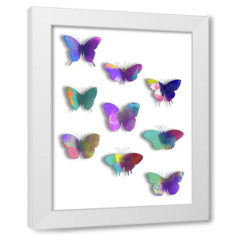 Floating Butterfly White Modern Wood Framed Art Print by Grey, Jace