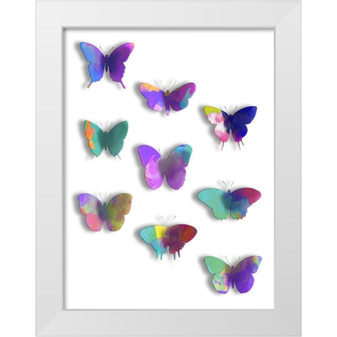 Floating Butterfly White Modern Wood Framed Art Print by Grey, Jace