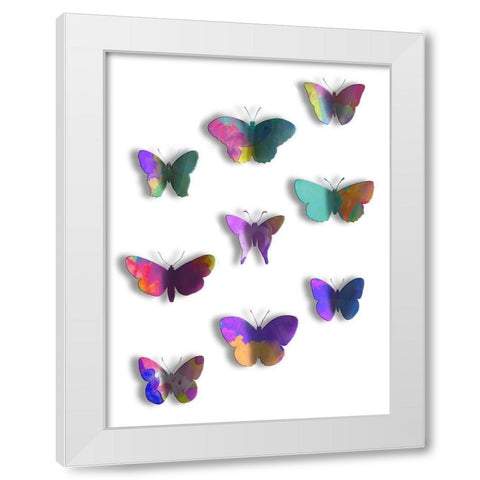 Floating Butterfly White Modern Wood Framed Art Print by Grey, Jace