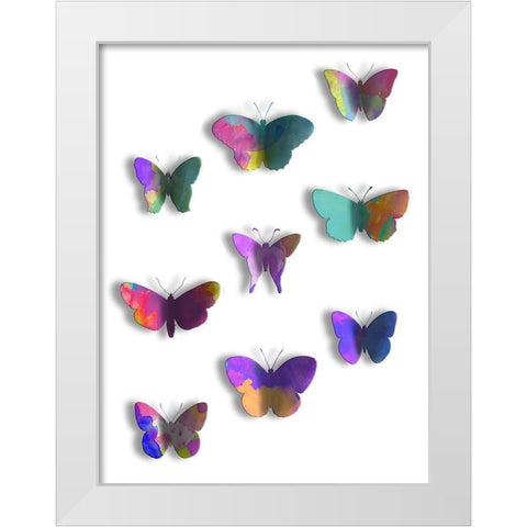 Floating Butterfly White Modern Wood Framed Art Print by Grey, Jace