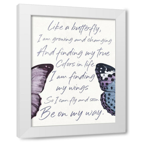 Butterfly High Two White Modern Wood Framed Art Print by Grey, Jace