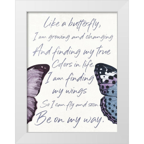 Butterfly High Two White Modern Wood Framed Art Print by Grey, Jace