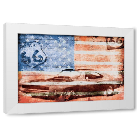 USA Drive White Modern Wood Framed Art Print by Grey, Jace