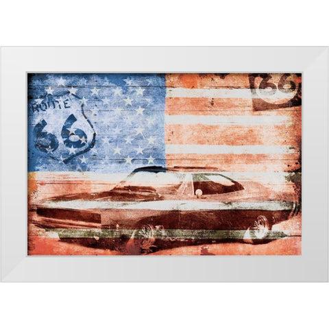 USA Drive White Modern Wood Framed Art Print by Grey, Jace