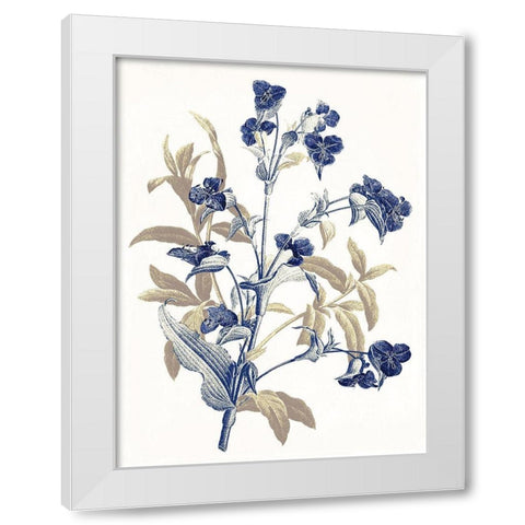 Indigo Flowers White Modern Wood Framed Art Print by Grey, Jace