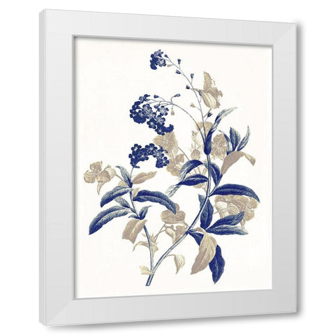 Indigo Flowers Two White Modern Wood Framed Art Print by Grey, Jace