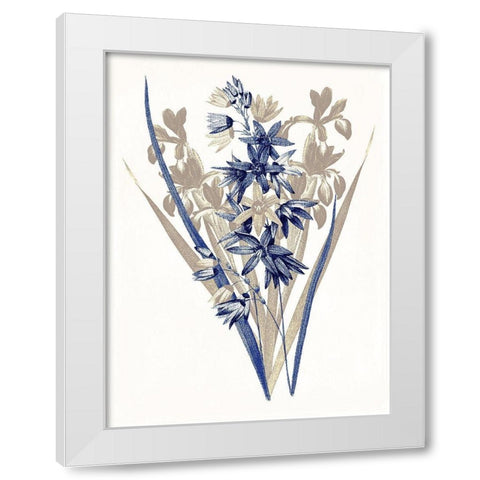 Indigo Flowers Three White Modern Wood Framed Art Print by Grey, Jace