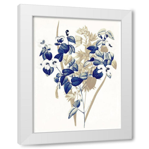 Indigo Flowers Four White Modern Wood Framed Art Print by Grey, Jace