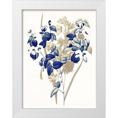 Indigo Flowers Four White Modern Wood Framed Art Print by Grey, Jace