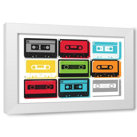 Collection Of Tapes White Modern Wood Framed Art Print by Grey, Jace