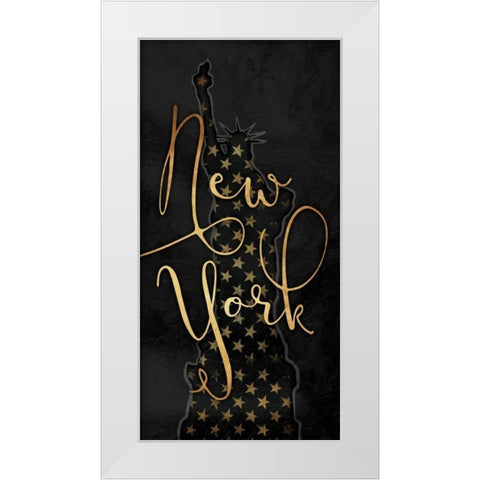 Golden New York White Modern Wood Framed Art Print by Grey, Jace