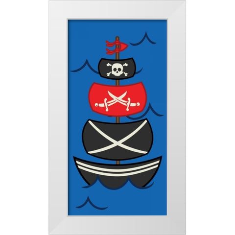 Big Pirate Ship White Modern Wood Framed Art Print by Grey, Jace