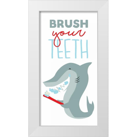 Brush Your Teeth White Modern Wood Framed Art Print by Grey, Jace