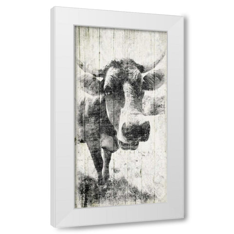Vintage Cow White Modern Wood Framed Art Print by Grey, Jace