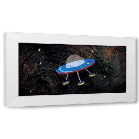 One Spaceships White Modern Wood Framed Art Print by Grey, Jace