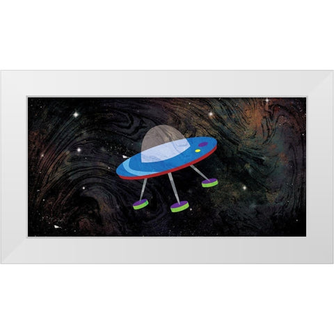 One Spaceships White Modern Wood Framed Art Print by Grey, Jace