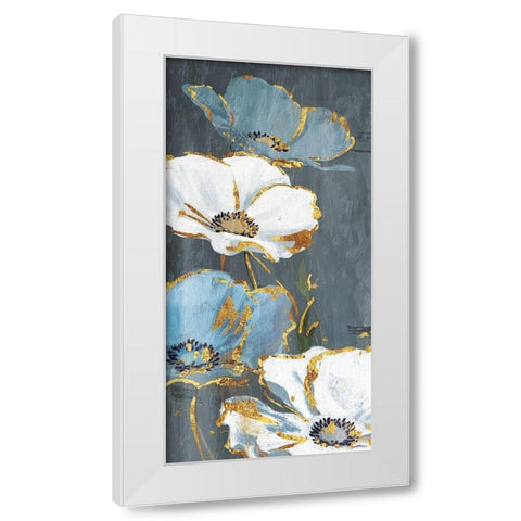 Blue Gold Florals Mate White Modern Wood Framed Art Print by Grey, Jace