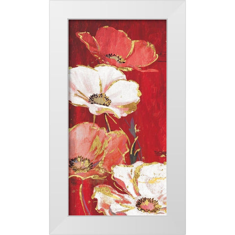 Red Gold Florals Mate White Modern Wood Framed Art Print by Grey, Jace