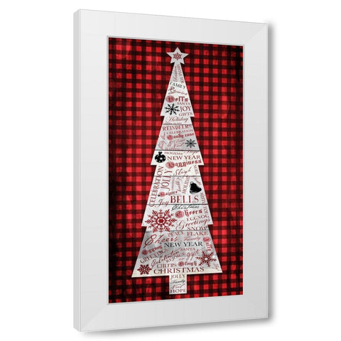 Checked Christmas Tree White Modern Wood Framed Art Print by Grey, Jace