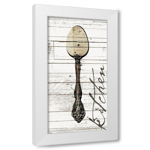 Kitchen Spoon White Modern Wood Framed Art Print by Grey, Jace