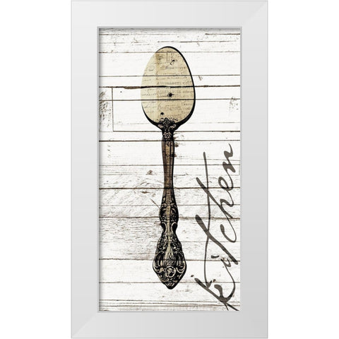 Kitchen Spoon White Modern Wood Framed Art Print by Grey, Jace
