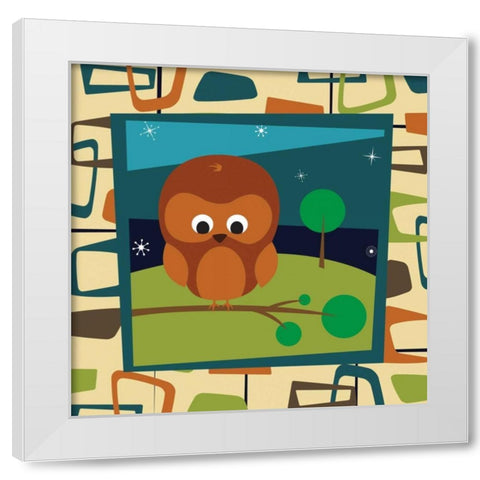 Owl White Modern Wood Framed Art Print by Grey, Jace