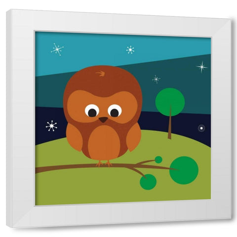Owl White Modern Wood Framed Art Print by Grey, Jace