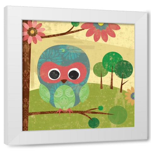 Owl White Modern Wood Framed Art Print by Grey, Jace