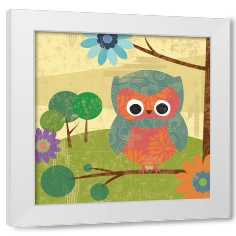 Owl mate White Modern Wood Framed Art Print by Grey, Jace