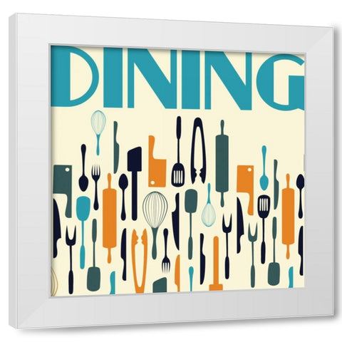 Dining White Modern Wood Framed Art Print by Grey, Jace