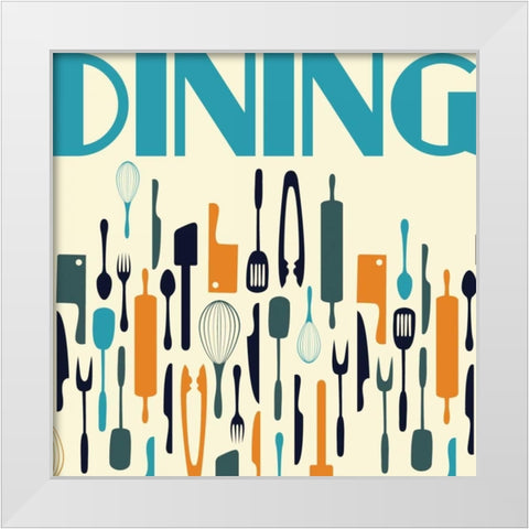 Dining White Modern Wood Framed Art Print by Grey, Jace