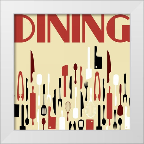 Dining White Modern Wood Framed Art Print by Grey, Jace