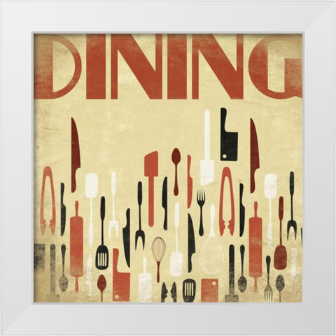 Dining White Modern Wood Framed Art Print by Grey, Jace