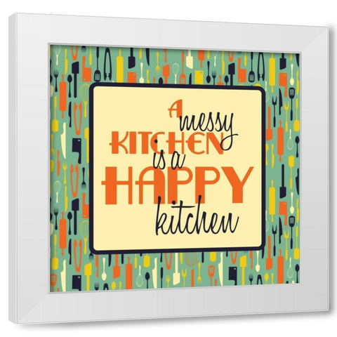 Happy kitchen White Modern Wood Framed Art Print by Grey, Jace