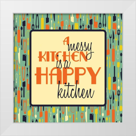 Happy kitchen White Modern Wood Framed Art Print by Grey, Jace