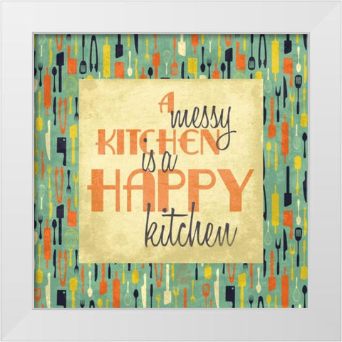 Happy kitchen White Modern Wood Framed Art Print by Grey, Jace