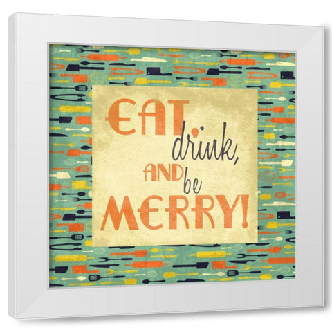Eat White Modern Wood Framed Art Print by Grey, Jace