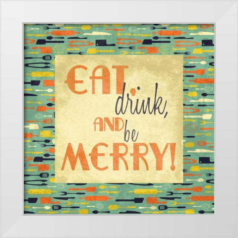 Eat White Modern Wood Framed Art Print by Grey, Jace